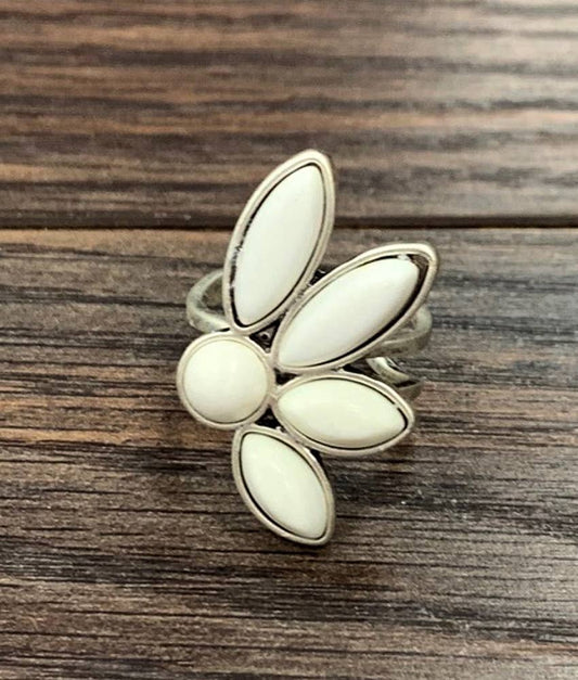 White Turquoise Adjustable Ring