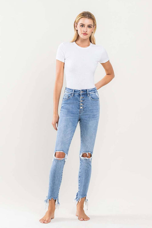 FLOURISH HIGH RISE DISTRESSED ANKLE SKINNY JEANS