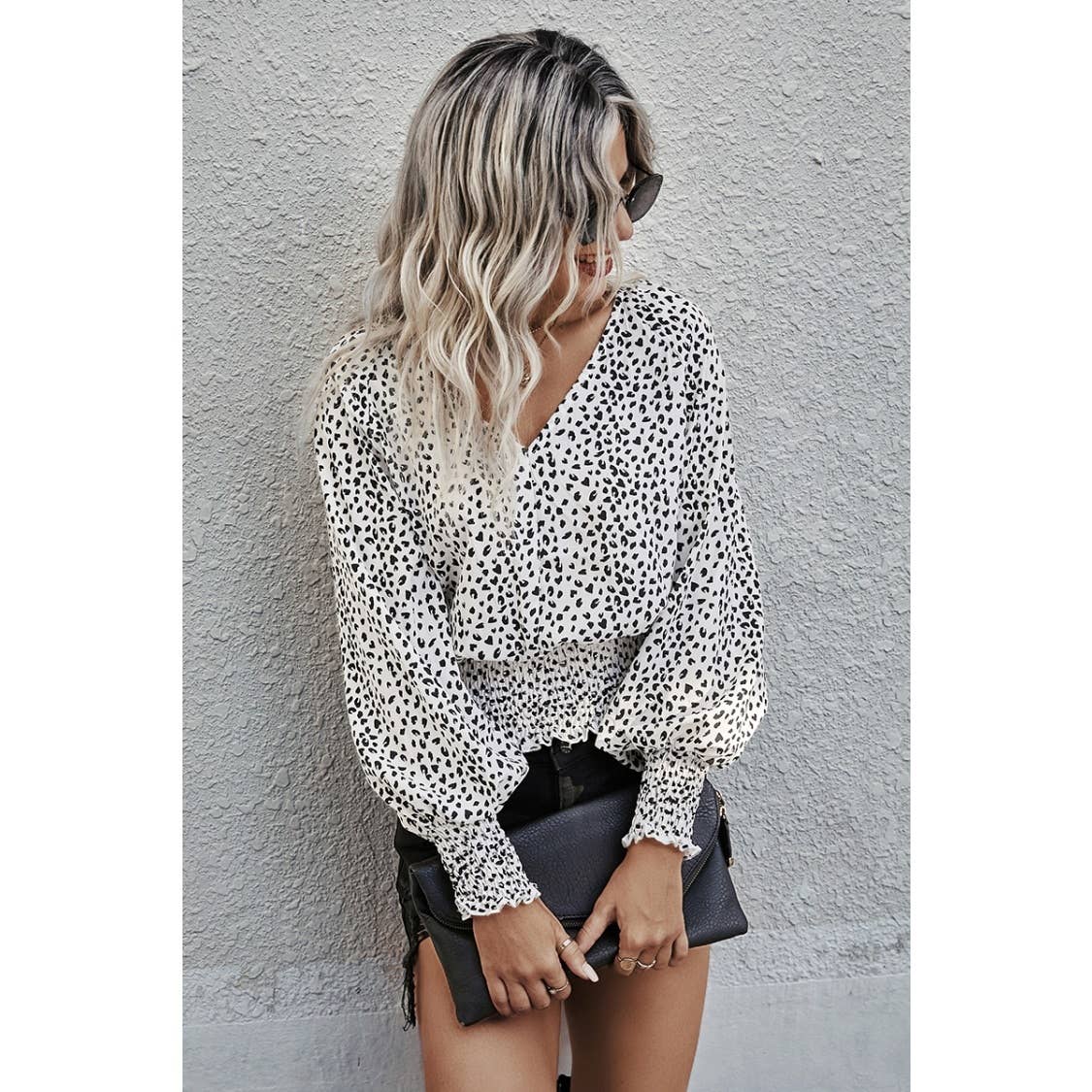 Leopard Print V Neck Top