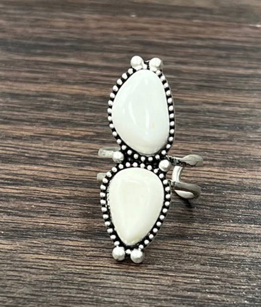 White Turquoise Adjustable Ring